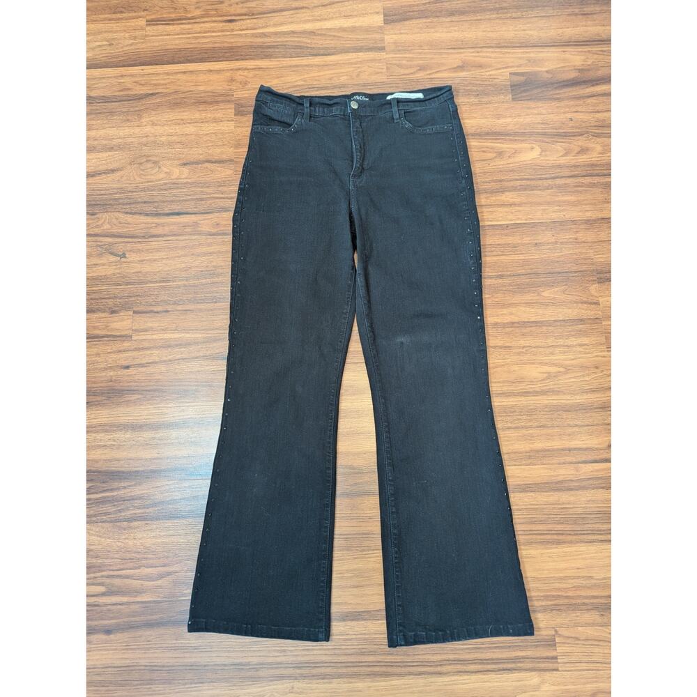 NYDJ Studded Boot Cut Jeans Size 10 Black Minimalist Soft Grunge